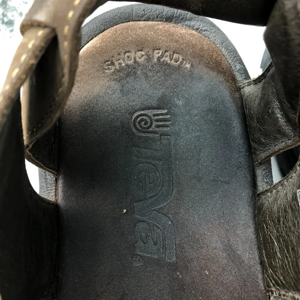 Teva Men's Size 12 Camden Brown Leather Open Toe Buckle Fisherman Sandals